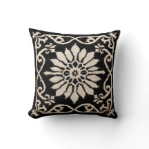Persian Decorative Black and White Kilim Pillow