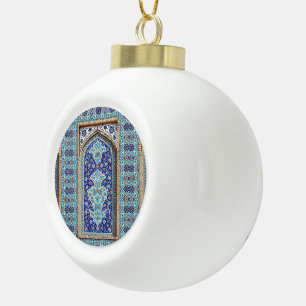 Persian design ceramic ball christmas ornament