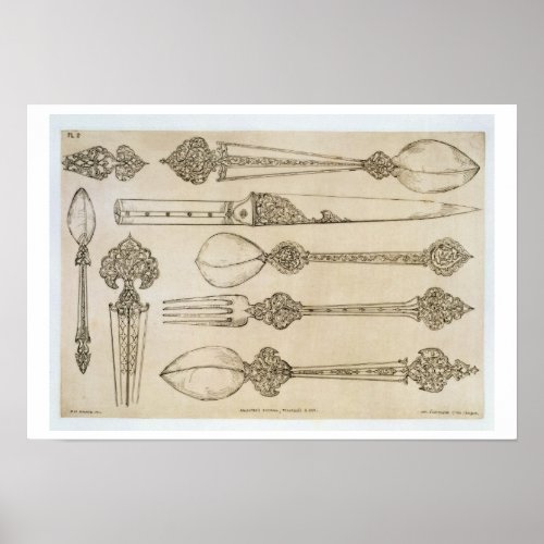 Persian design for everyday silver cutlery from  poster
