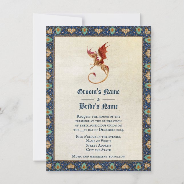 Persian Dragon Wedding Invitation (Front)