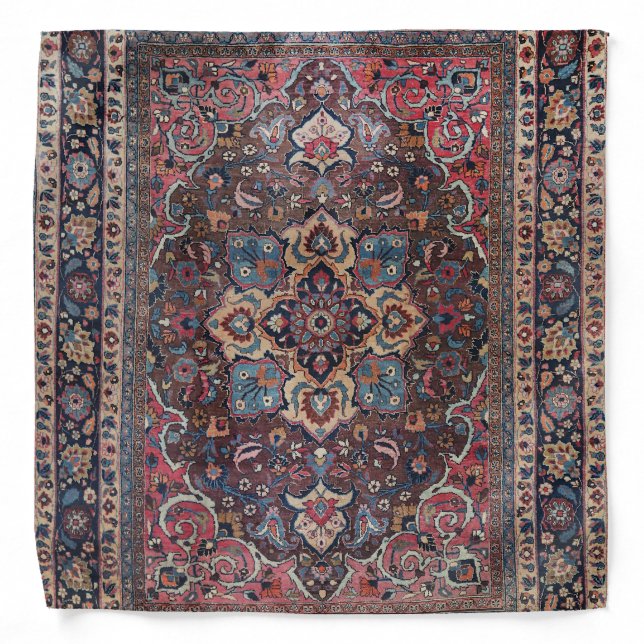 Persian Dusty Blue Pink Brown  Bandana (Front)
