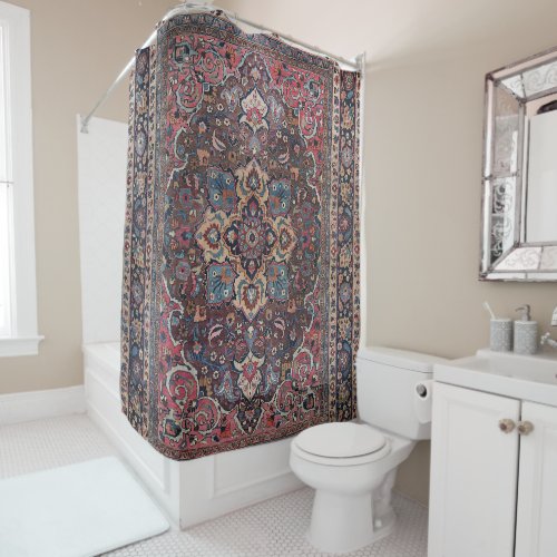 Persian Dusty Blue Pink Brown  Shower Curtain