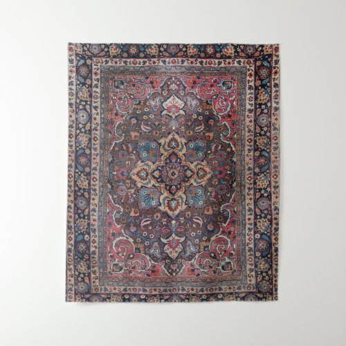 Persian Dusty Blue Pink Brown  Tapestry