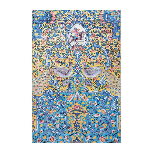 Persian elaborate tiled mural design tie acrylic print (Front)