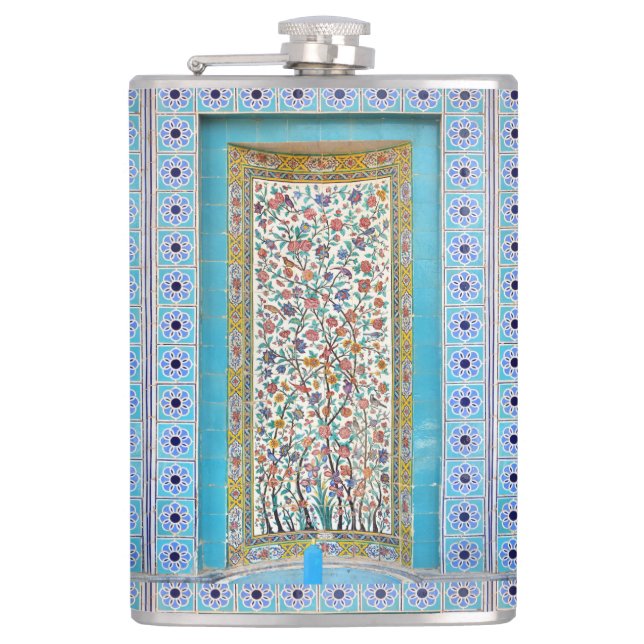 Persian elaborate tiled mural       flask (Front)