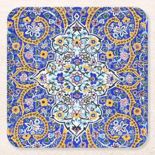 Persian elaborate tiled mural  square paper coaster