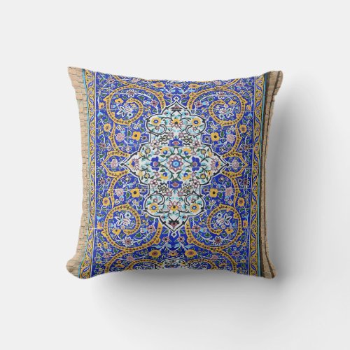 Persian elaborate tiled mural  throw pillow