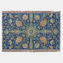 Persian Floral Arabesque Pattern Royal Blue