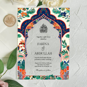 Persian Floral Inlay Muslim Wedding Acrylic Invitations