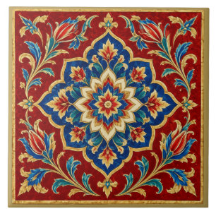 Persian Floral Medallion Mural Ceramic Tile