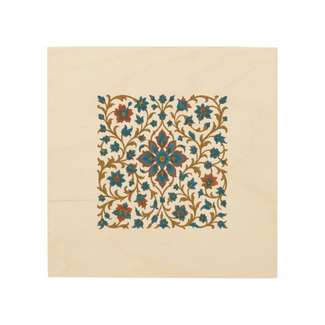 Persian Floral Ornament Wood Wall Art (Front)
