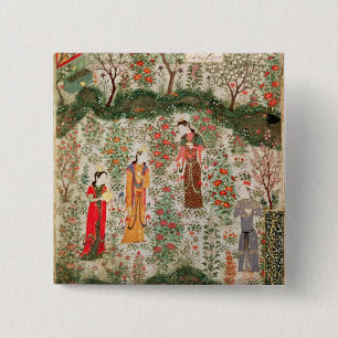 Persian Garden, 15th century (w/c on paper) Button