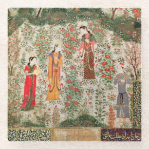 Persian Garden, 15th century (w/c on paper) Glass Coaster