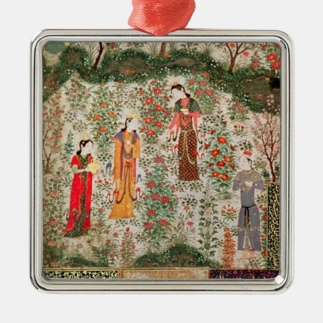 Persian Garden, 15th century (w/c on paper) Metal Ornament (Front)
