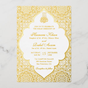 Persian Girih Artistic Laced Islamic Wedding Foil Invitation
