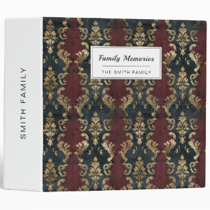 Persian Gold Damask Noir Pattern (1) 3 Ring Binder