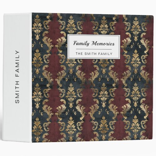 Persian Gold Damask Noir Pattern (1) 3 Ring Binder