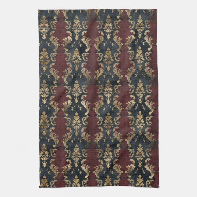 Persian Gold Damask Noir Pattern (1) Kitchen Towel (Vertical)