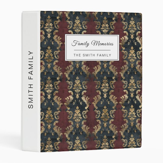 Persian Gold Damask Noir Pattern (1) Mini Binder (Front/Spine)