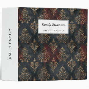 Persian Gold Damask Noir Pattern (2) 3 Ring Binder