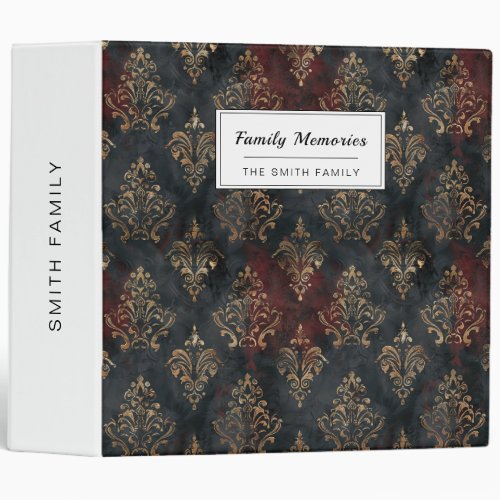 Persian Gold Damask Noir Pattern (2) 3 Ring Binder