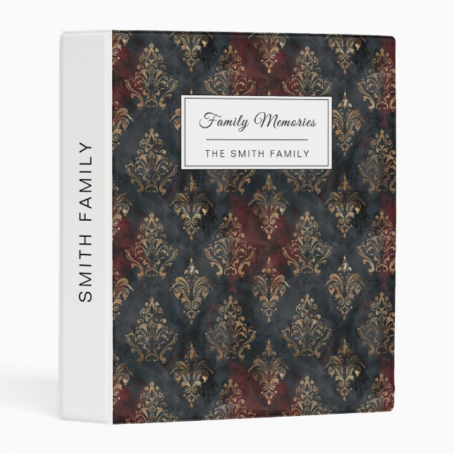 Persian Gold Damask Noir Pattern (2) Mini Binder (Front/Spine)