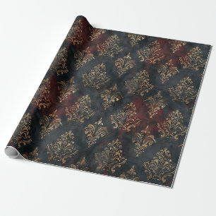 Persian Gold Damask Noir Pattern (2) Wrapping Paper