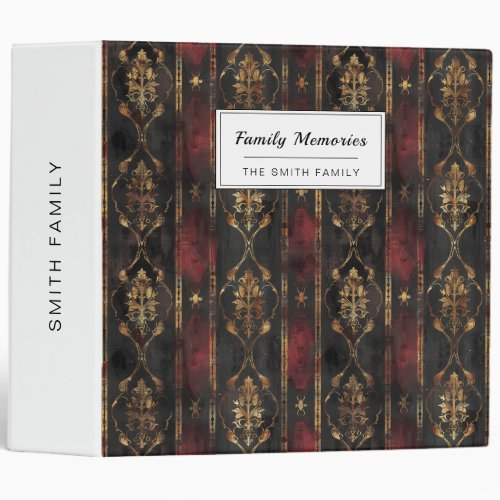 Persian Gold Damask Noir Pattern (3) 3 Ring Binder