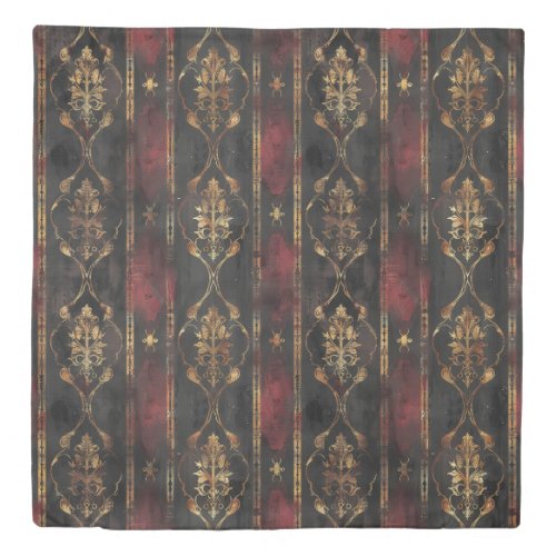 Persian Gold Damask Noir Pattern (3) Duvet Cover