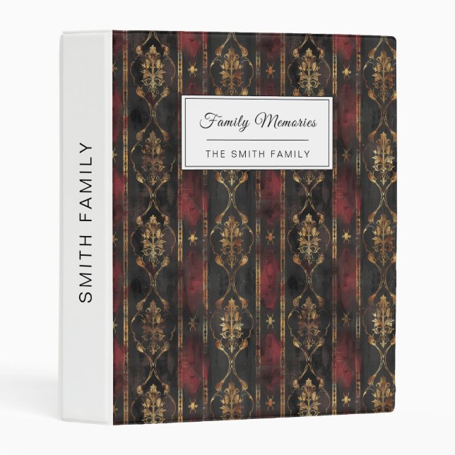 Persian Gold Damask Noir Pattern (3) Mini Binder (Front/Spine)