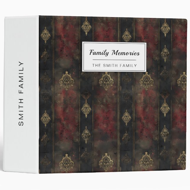 Persian Gold Damask Noir Pattern (4) 3 Ring Binder (Front/Spine)