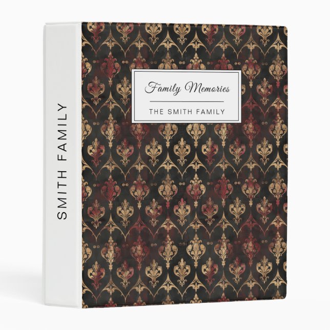 Persian Gold Damask Noir Pattern (4) Mini Binder (Front/Spine)
