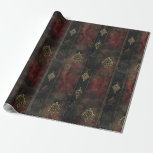 Persian Gold Damask Noir Pattern (4) Wrapping Paper