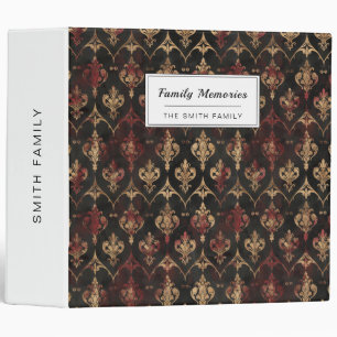Persian Gold Damask Noir Pattern (5) 3 Ring Binder