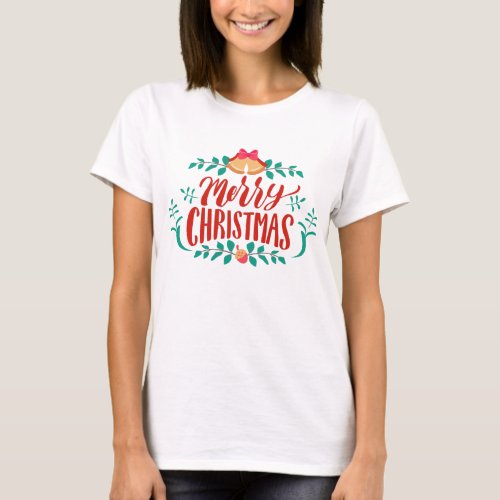 Persian Green Red Merry Christmas Womens T_Shirt