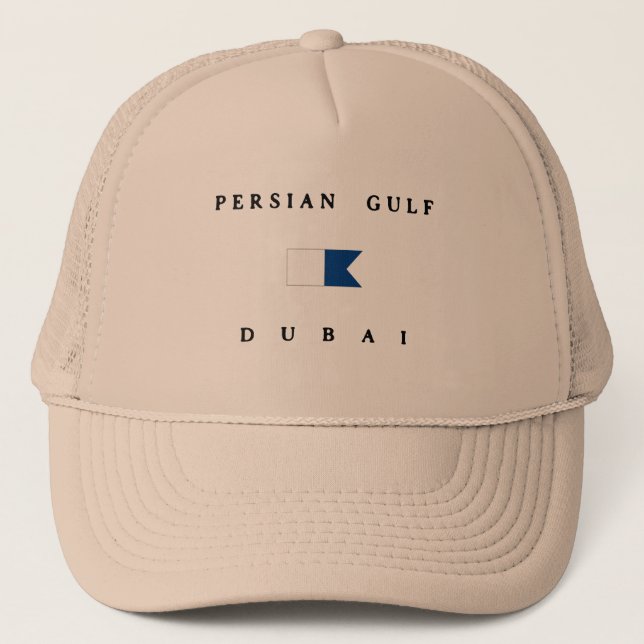Persian Gulf Dubai Alpha Dive Flag Trucker Hat (Front)
