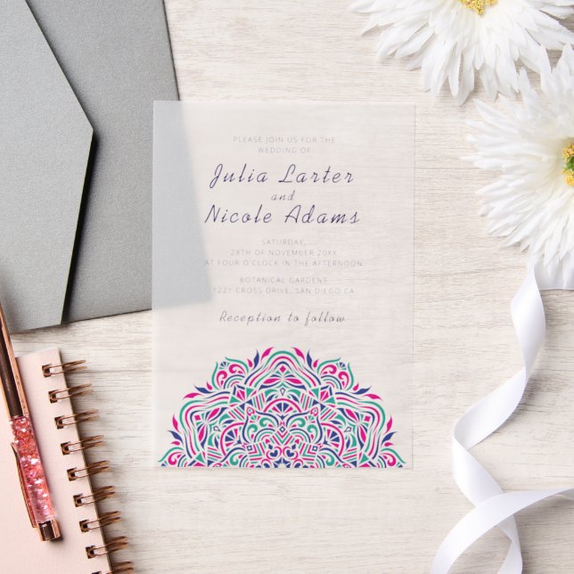 Persian Jewel Arch Ordinate Mandala Wedding Vellum Invitations (Wedding)