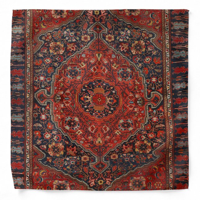 Persian Joshan Red Rusty Blue  Bandana (Front)