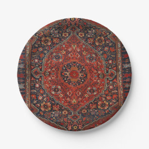 Persian Joshan Red Rusty Blue Paper Plates