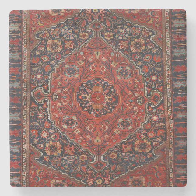 Persian Joshan Red Rusty Blue  Stone Coaster (Front)