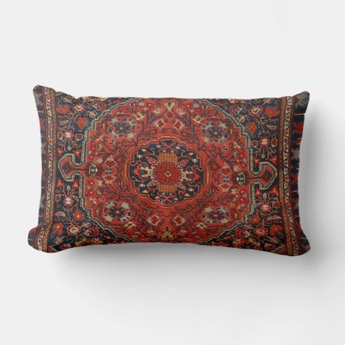 Persian Joshan Red Rusty Blue Throw Pillow