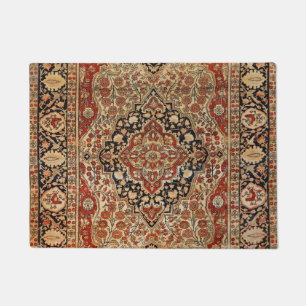 Persian Kashan Burnt Orange Yellow Doormat