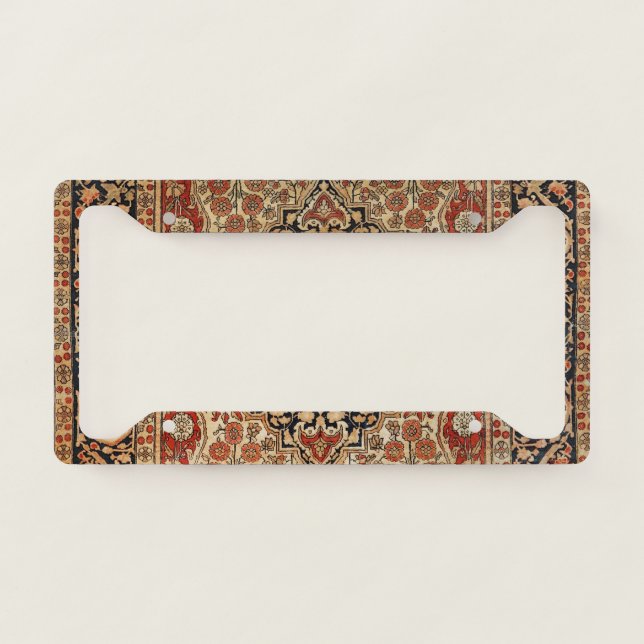 Persian Kashan Burnt Orange Yellow  License Plate Frame (Front)