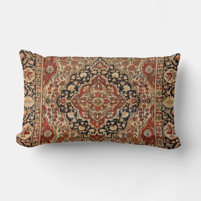 Persian Kashan Burnt Orange Yellow Throw Pillow (Front)