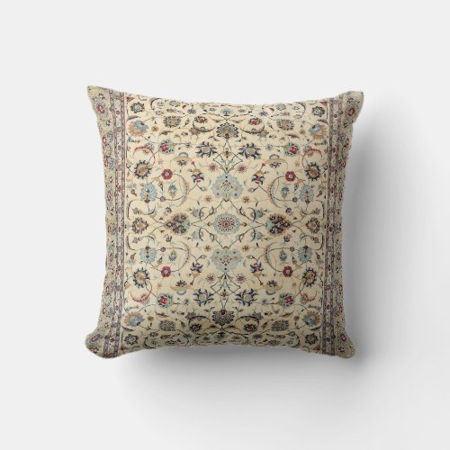 Persian Kashan Dusty Baby Blue Throw Pillow