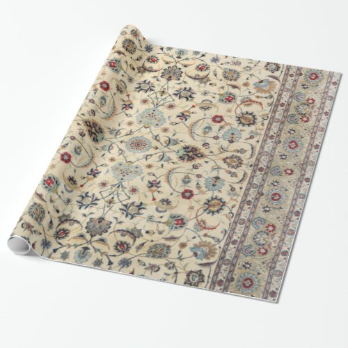 Persian Kashan Dusty Baby Blue  Wrapping Paper