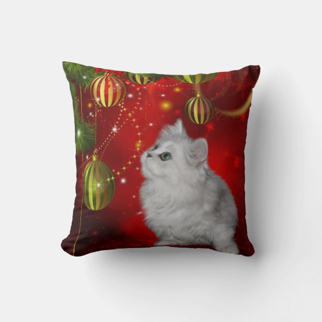 Persian kitten Christmas Throw Pillow (Front)