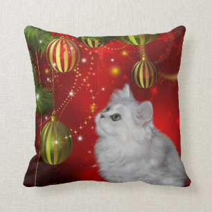 Persian kitten Christmas Throw Pillow