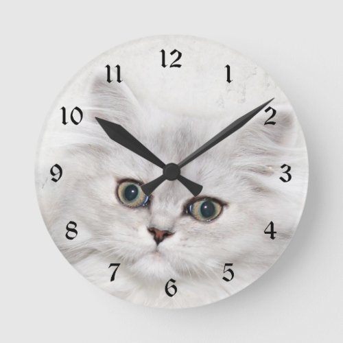 Persian kitten face round clock