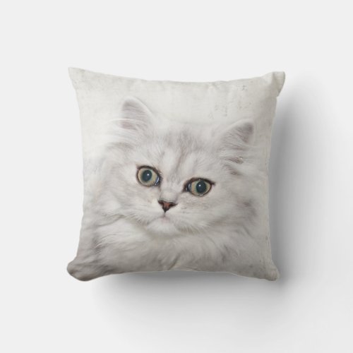 Persian kitten face throw pillow